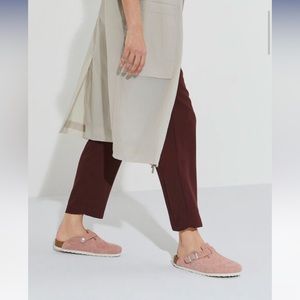NWT Birkenstock  Boston Suede Leather Brown Soft Footbed Clogs 9 Pink